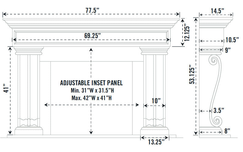 Fireplace Mantel Surround (Cast Stone) 1111.536 GS