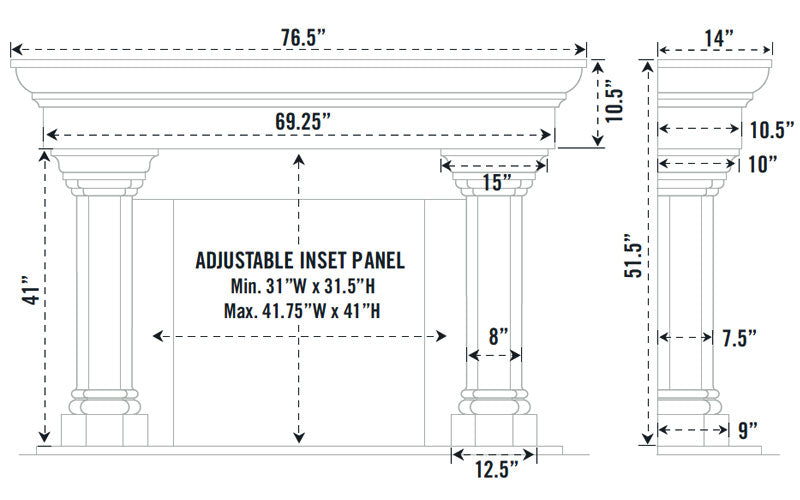 Fireplace Mantel Surround (Cast Stone) 1147.555 GS