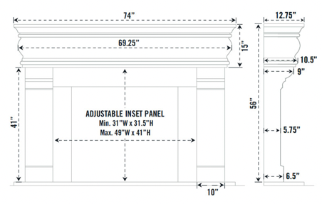 Fireplace Mantel Surround (Cast Stone) 1106.556 GS