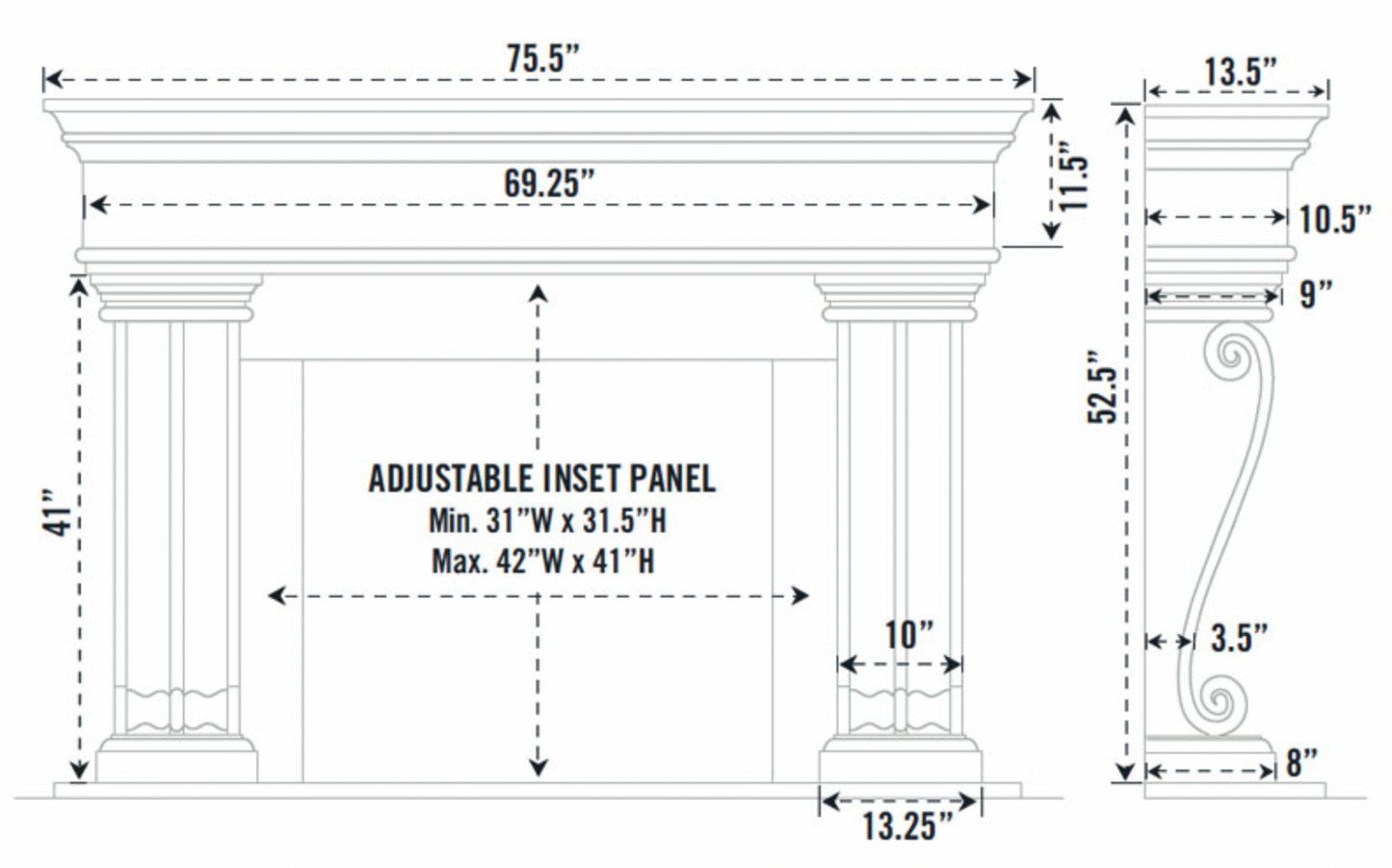 Fireplace Mantel Surround (Cast Stone) 1110.536 GS